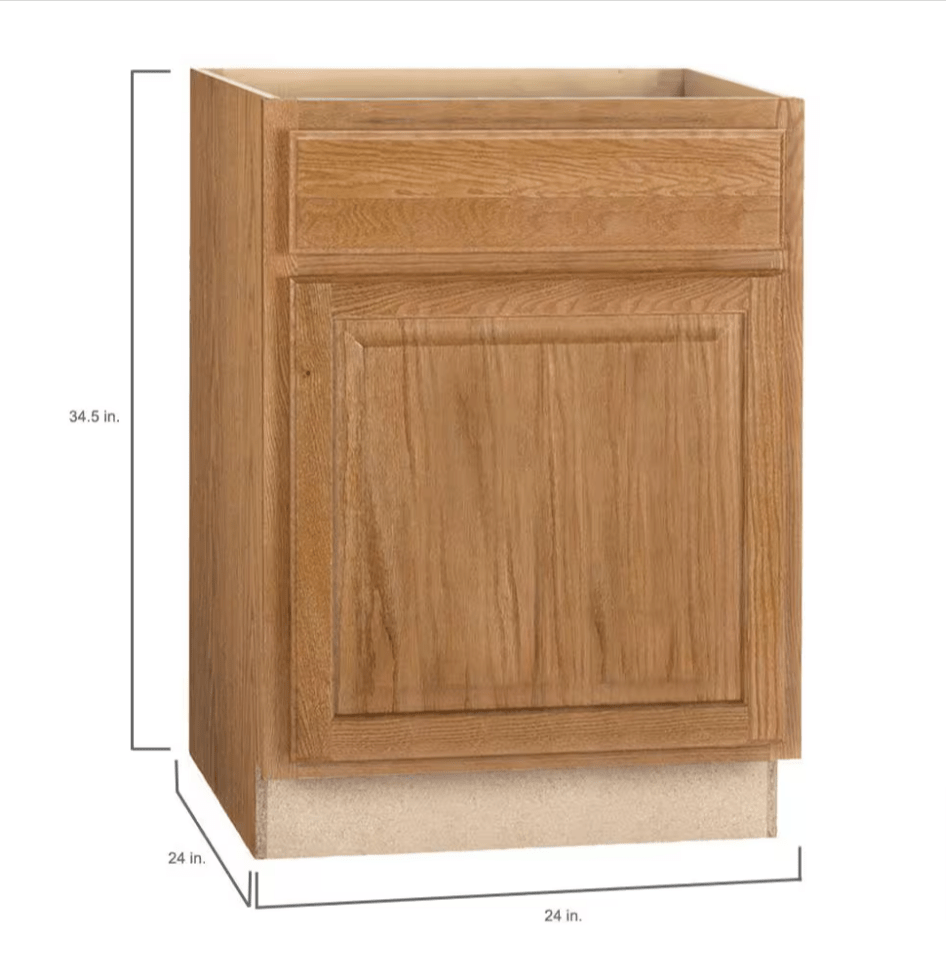 Hampton Bay 24 in. W x 24 in. D x 34.5 in. H Assembled Base Kitchen Cabinet in Medium Oak KB24 - MO - resaled - Hampton Bay - 094803042497