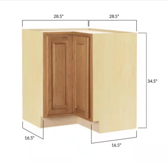 Hampton Bay 25 in. W x 16.5 in. D x 34.5 in. H Assembled Lazy Susan Corner Base Kitchen Cabinet Medium Oak KBLS36 - MO - resaled - Hampton Bay - 094803042558