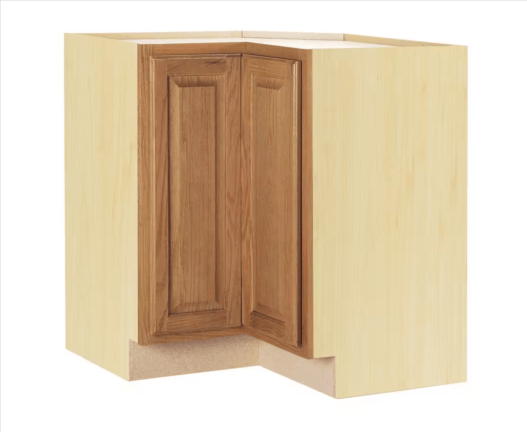 Hampton Bay 25 in. W x 16.5 in. D x 34.5 in. H Assembled Lazy Susan Corner Base Kitchen Cabinet Medium Oak KBLS36 - MO - resaled - Hampton Bay - 094803042558