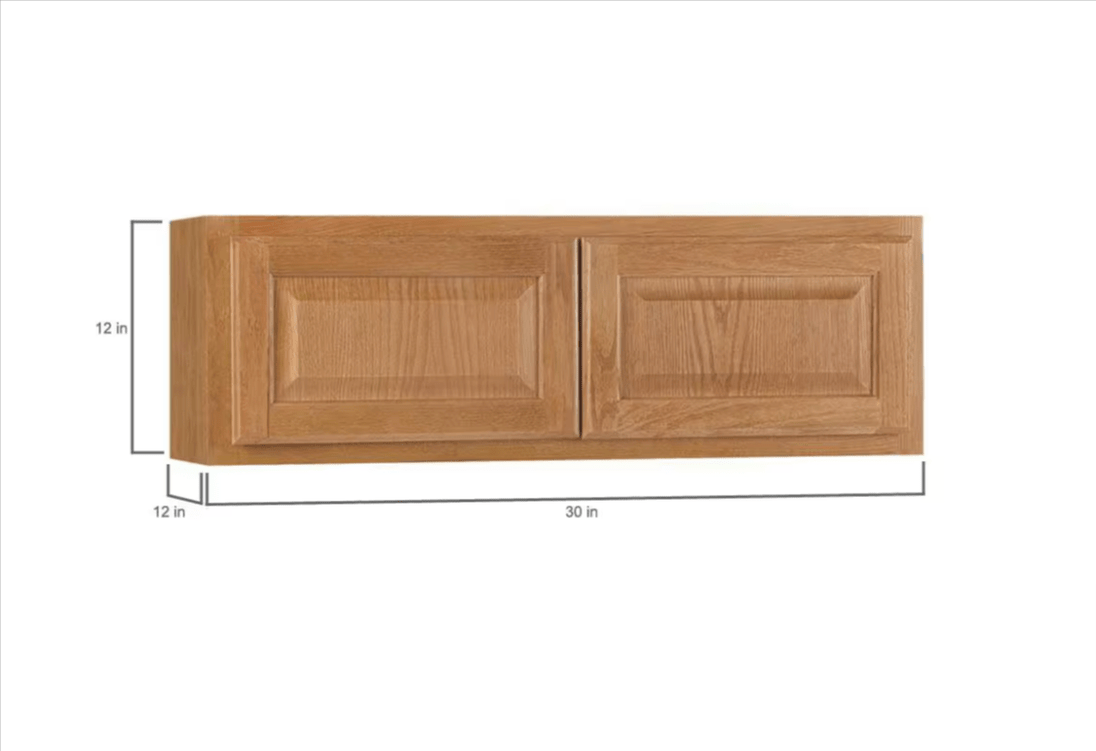 Hampton Bay 30 in. W x 12 in. D x 12 in. H Assembled Wall Bridge Kitchen Cabinet Medium Oak KW3012 - MO - resaled - Hampton Bay - 094803100319