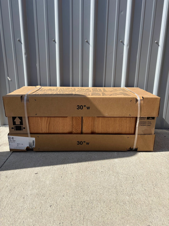 Hampton Bay 30 in. W x 12 in. D x 12 in. H Assembled Wall Bridge Kitchen Cabinet Medium Oak KW3012 - MO - resaled - Hampton Bay - 094803100319