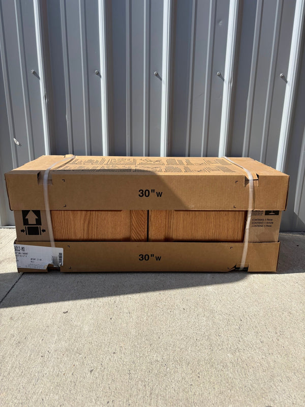 Hampton Bay 30 in. W x 12 in. D x 12 in. H Assembled Wall Bridge Kitchen Cabinet Medium Oak KW3012 - MO - resaled - Hampton Bay - 094803100319