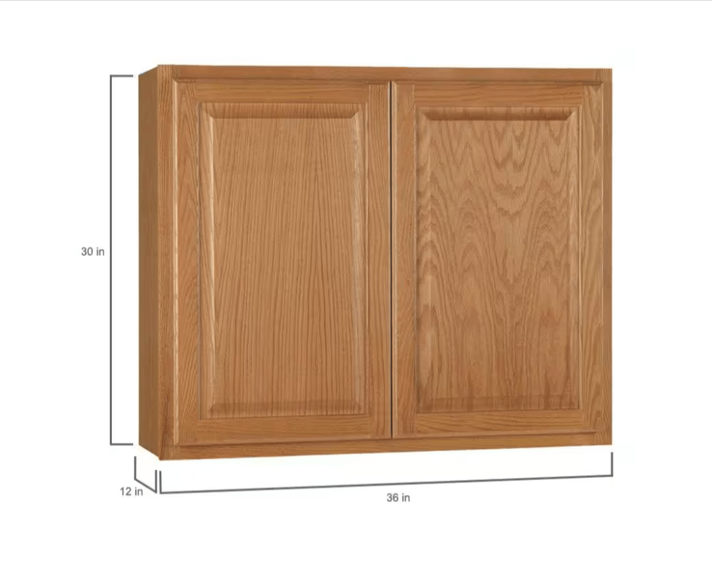 HAMPTON BAY 36 in. W x 12 in. D x 30 in. H Assembled Wall Kitchen Cabinet Medium Oak KW3630 - MO - resaled - Hampton Bay - 094803174587