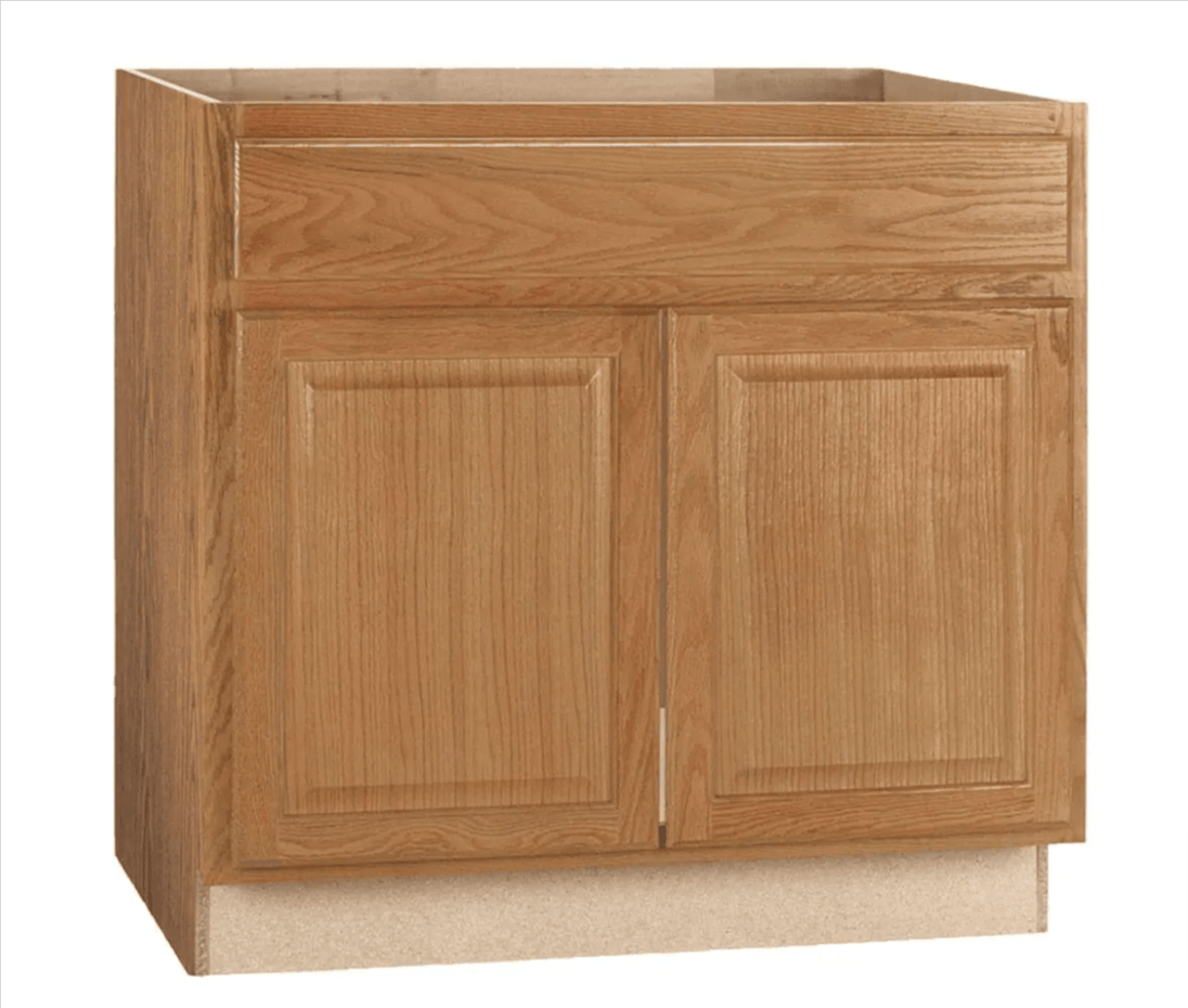 Hampton Bay 36 in. W x 24 in. D x 34.5 in. H Assembled Sink Base Kitchen Cabinet Medium Oak KSB36 - MO - resaled - Hampton Bay - 094803042527