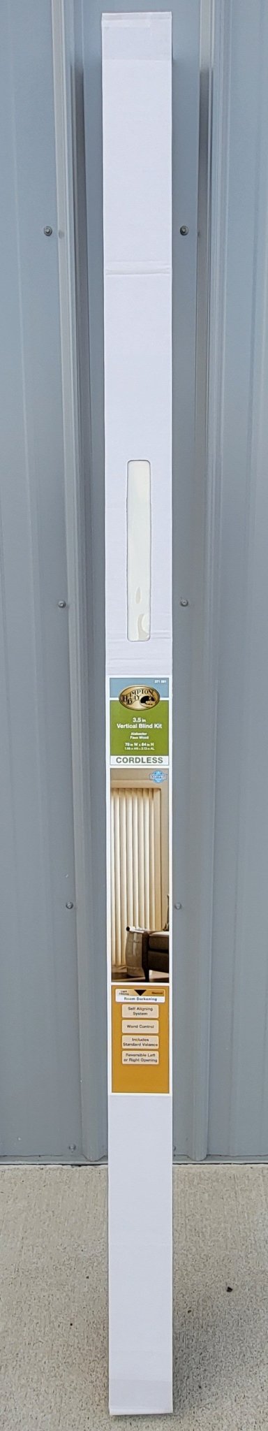 Hampton Bay Alabaster Vertical Blind Kit Sliding Door Patio Window 78" W x 84" L 3.5" 371 581 Room Darkening - resaled - Hampton Bay - 793478800950