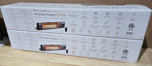 Heat Storm Lot of 2x Tradesman Remote Infrared Quartz Portable Space Heater HS - 1500 - OTR - R 1,500 - Watt Electric Wall Ceiling Mount - resaled - Heat Storm - 850007724276