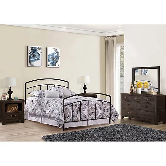 Hillsdale Furniture Highlands 5 Piece Julien King Bedroom Set Espresso Black Metal Wood Pine Iron - resaled - Hillsdale -