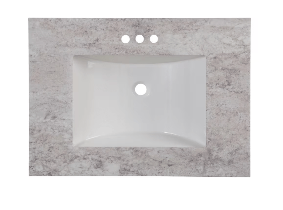 Home Decorators Collection 31 in. W x 22 in. D Cultured Marble White Rectangular Single Sink Vanity Top Winter Mist - resaled - Home Decorators Collection - 008033065904