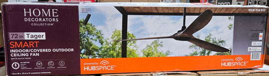 Home Decorators Collection Tager 72 in. Smart Indoor/Outdoor Matte Black with Whiskey Barrel Blades Ceiling Fan with Remote Powered by Hubspace - resaled - Home Decorators Collection - 840059610757