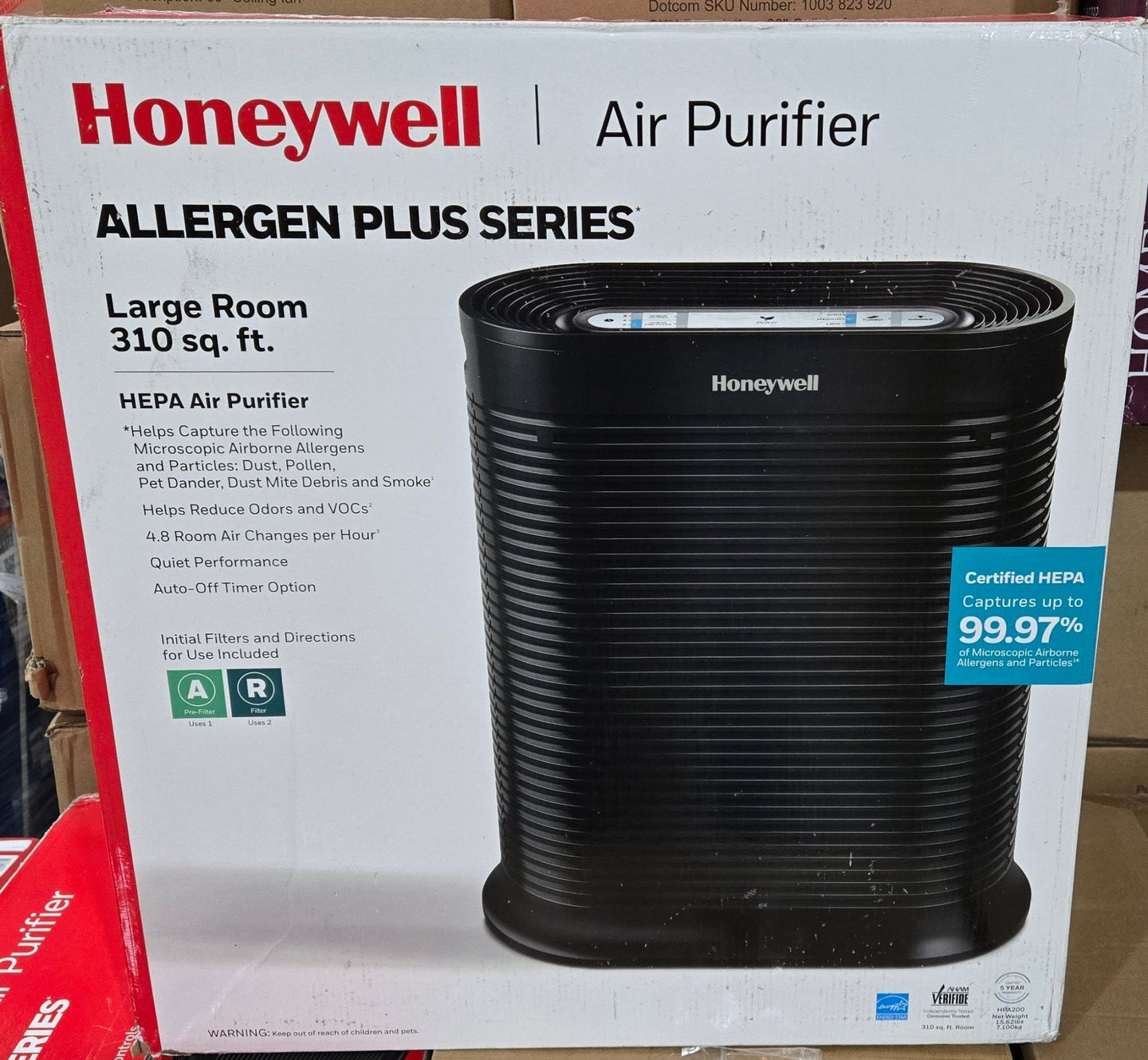 Honeywell HEPA Air Purifier HPA200 Large Room (310 sq. ft.) Black - resaled - Honeywell - 092926312008