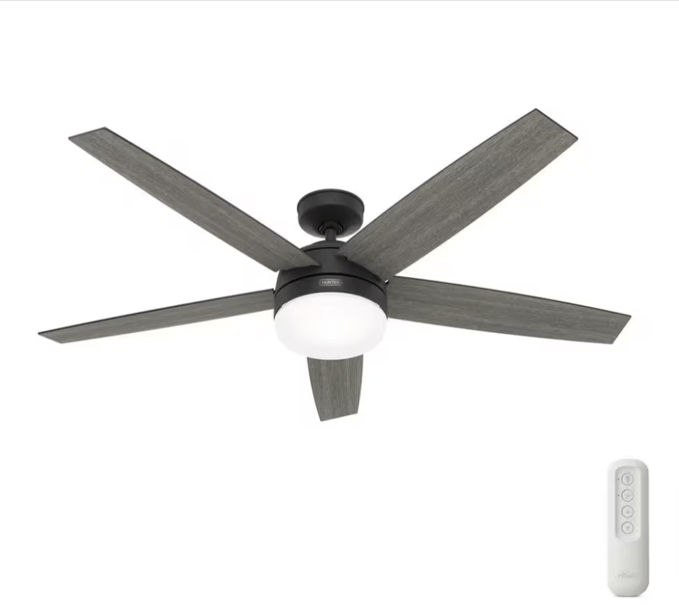 Hunter Orchestra 60 in. Indoor Matte Black Ceiling Fan 51747 Remote Light Kit - resaled - Hunter - 049694517470