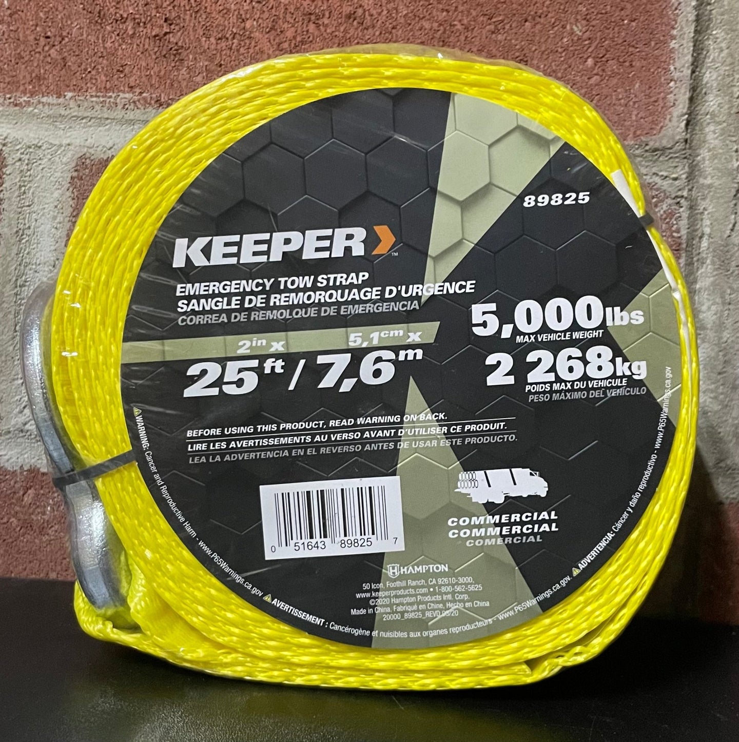 Keeper Lot of 4x Tow Strap 25 ft. x 2 in. Heavy-Duty Emergency Steel Hook 5000 lb - resaled - Keeper - 051643898257