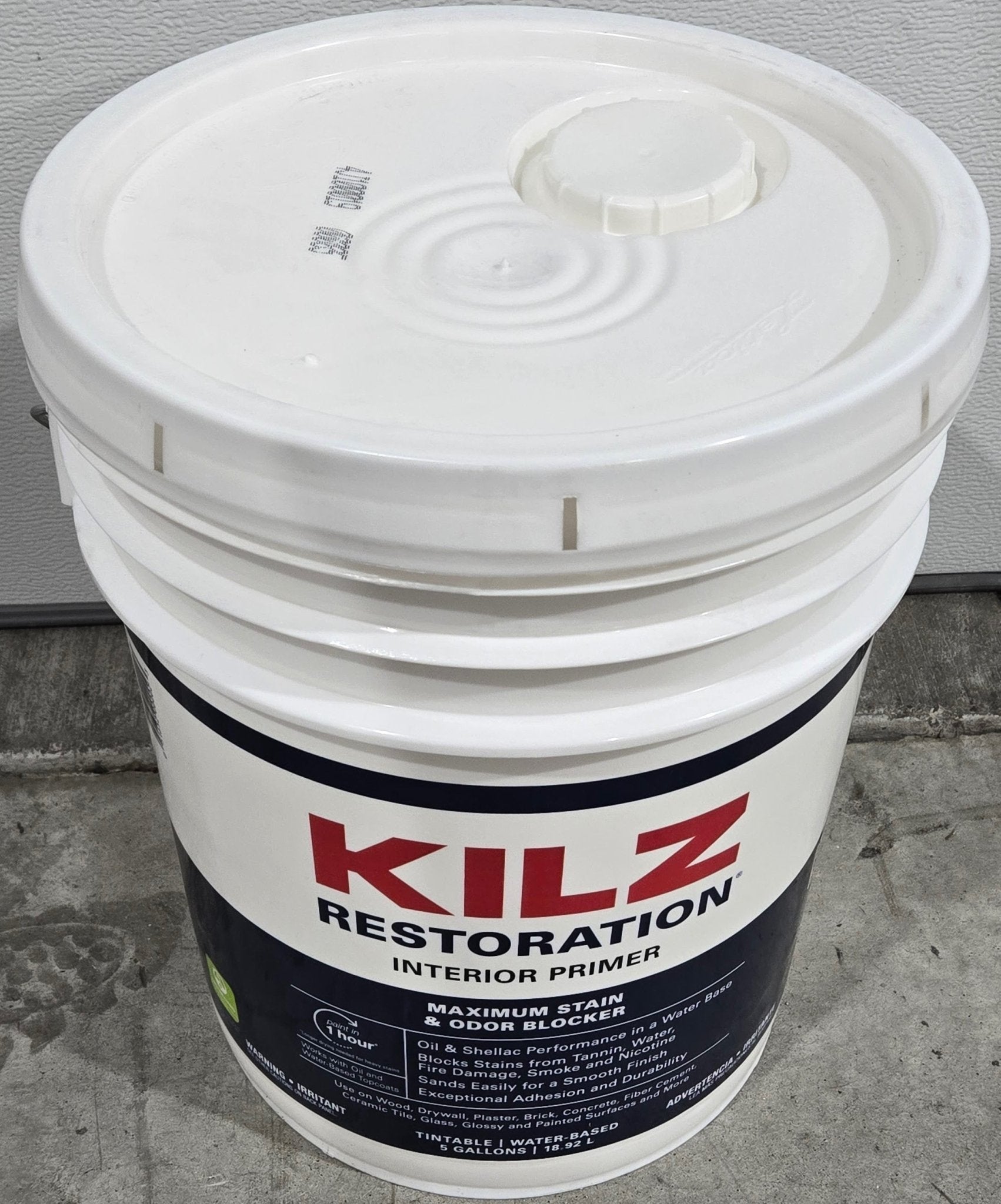 Kilz Restoration White Interior Primer 5 Gal Stain Sealer Odor Blocker