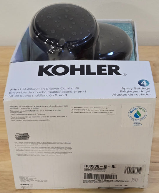 Kohler Claro 3 - Spray Dual Wall - Mount Fixed and Handheld Shower Head 1.75 GPM Matte Black - resaled - Kohler - 