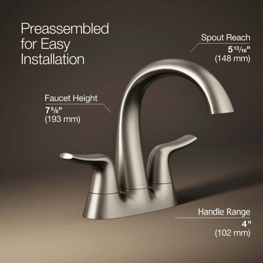 Kohler Easmor Bathroom Faucet Brushed Nickel R28891 - 4D - BN 4 in. Centerset Double Handle - resaled - Kohler - 885612950284