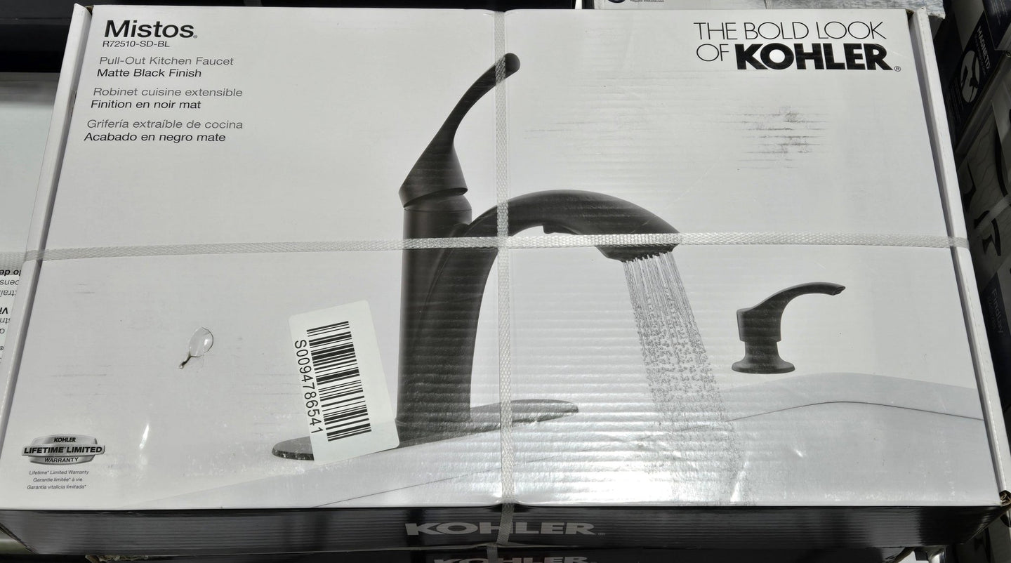 Kohler Mistos Kitchen Faucet Matte Black K - R72510 - SD - BL Single - Handle Pull - Out Sprayer - resaled - Kohler - 885612935274