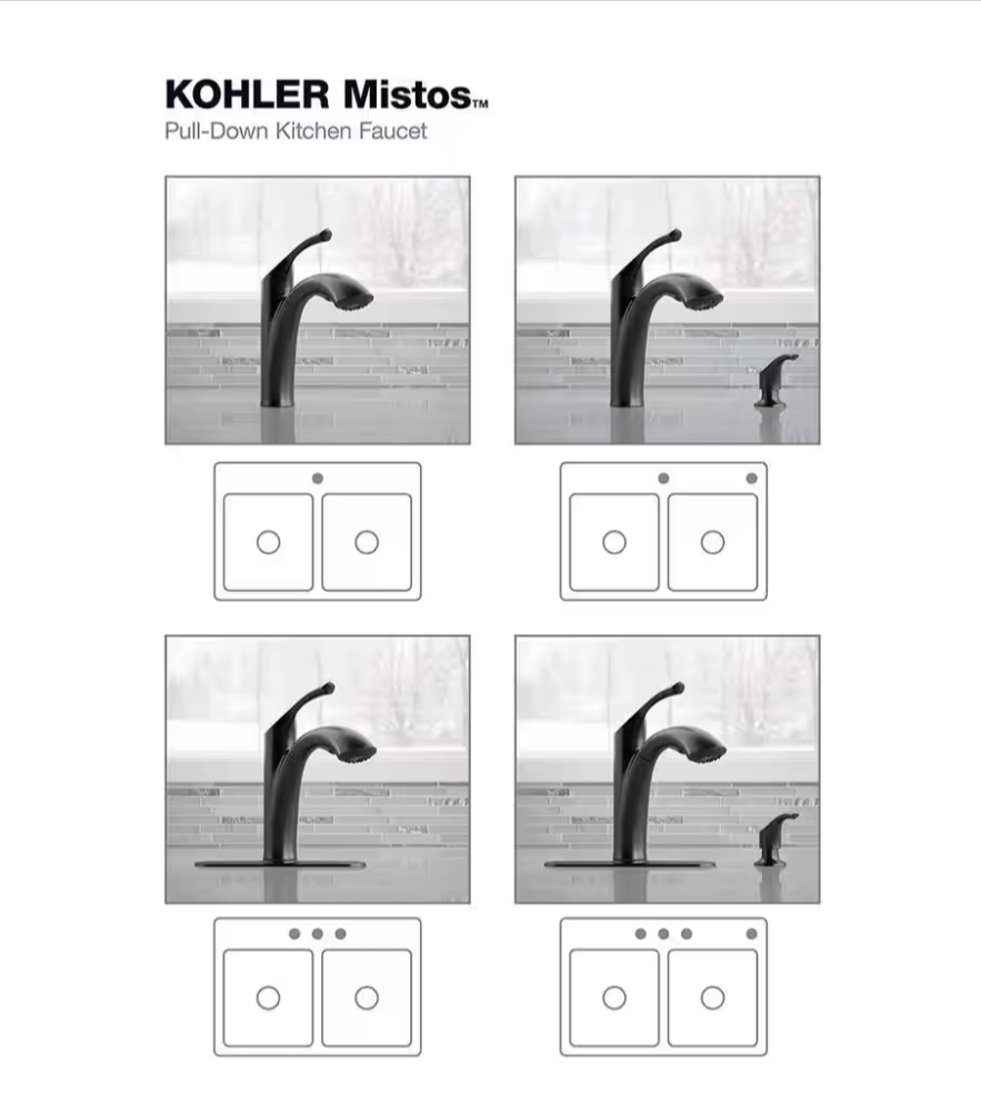 Kohler Mistos Kitchen Faucet Matte Black K - R72510 - SD - BL Single - Handle Pull - Out Sprayer - resaled - Kohler - 885612935274