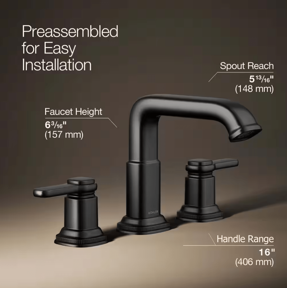 Kohler Numista 8 in. Widespread Double Handle Bathroom Faucet Matte Black K - R26585 - 4D - BL - resaled - Kohler - 885612921581