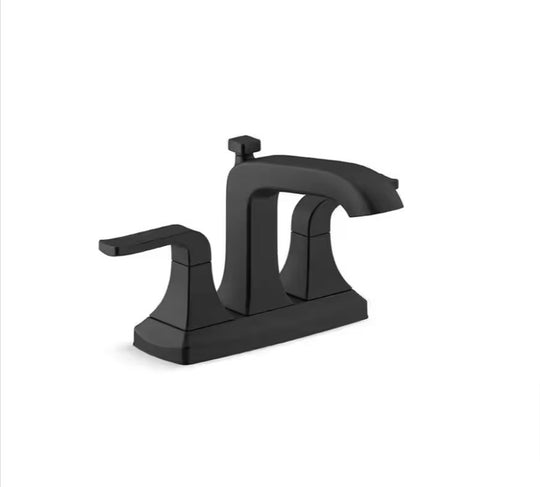 Kohler Rubicon 4 in. Centerset 2 - Handle Bathroom Faucet Matte Black K - R76215 - 4D - BL - resaled - Kohler - 885612819604