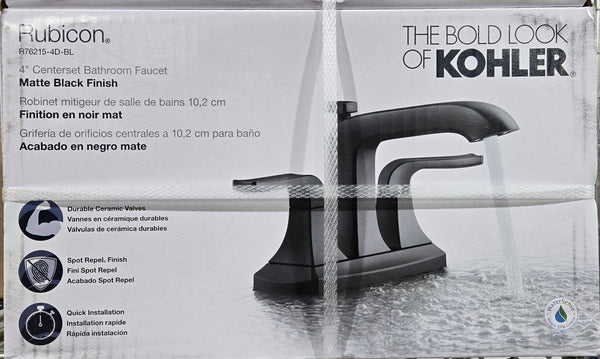 Kohler Rubicon 4 in. Centerset 2 - Handle Bathroom Faucet Matte Black K - R76215 - 4D - BL - resaled - Kohler - 885612819604