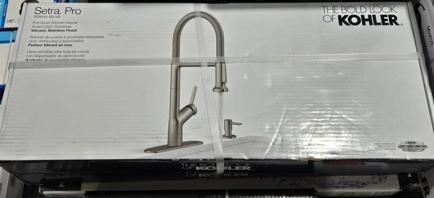 Kohler Setra Single - Handle Kitchen Sink Faucet Stainless K - R29343 - SD - VS Semi - Professional Soap Dispenser - resaled - Kohler - 885612846631