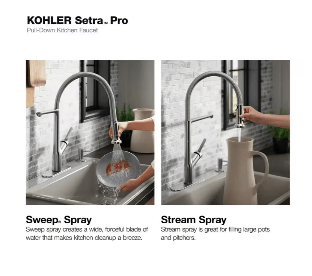 Kohler Setra Single - Handle Kitchen Sink Faucet Stainless K - R29343 - SD - VS Semi - Professional Soap Dispenser - resaled - Kohler - 885612846631