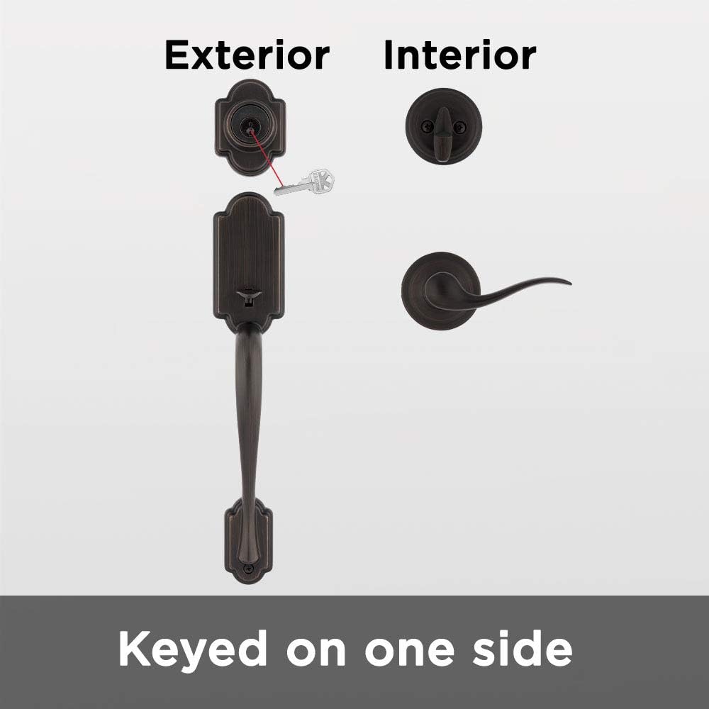 Kwikset Arlington Venetian Bronze Door Handleset Single Cylinder Tustin Handle SmartKey Security - resaled - Kwikset - 883351046534