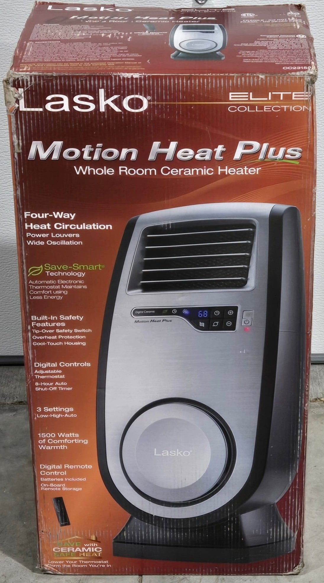 Lasko 1500W Motion Heat Plus Ceramic Space Heater CC23155 Remote Black - resaled - Lasko - 046013775627