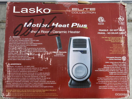 Lasko 1500W Motion Heat Plus Ceramic Space Heater CC23155 Remote Black - resaled - Lasko - 046013775627