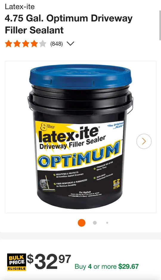 LATEX-ITE 4.75 Gal Optimum Driveway Filler Sealant 10852 Asphalt Blacktop Sealer Gallon Bucket - resaled - Latex-ite - 090932108523