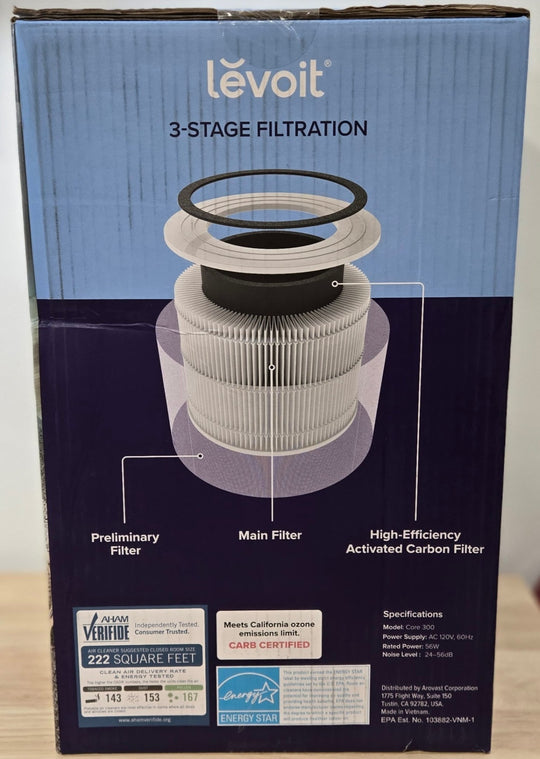 Levoit Core 300 - P White Air Purifier Home HEPA AHAM 3 - in - 1 Filter - resaled - Levoit - 817915027684