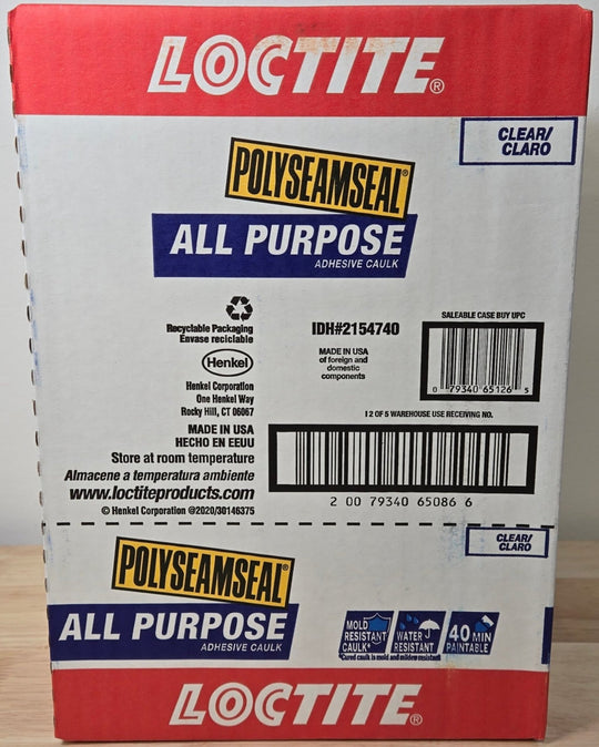 Loctite Polyseamseal Clear All Purpose Latex Caulk Sealant 10 oz Case of 12 - resaled - Loctite - 079340651265