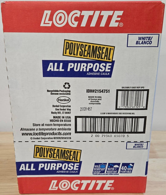 Loctite Polyseamseal White All Purpose Latex Caulk Sealant 10 oz Case of 12 - resaled - Loctite - 079340651258