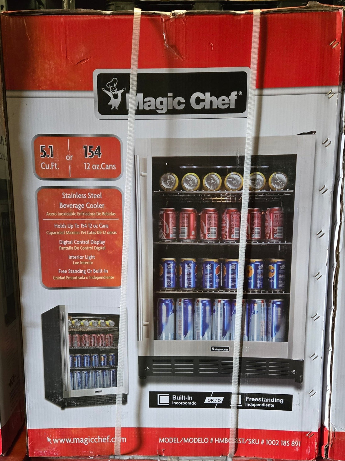 Magic Chef Beverage 23.4 in. 154 Can Beverage Cooler HMBC58ST Stainless Steel - resaled - Magic Chef - 665679006175