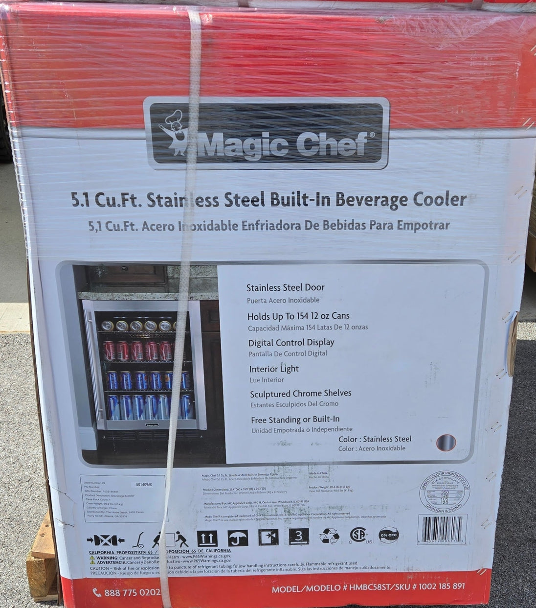 Magic Chef Beverage 23.4 in. 154 Can Beverage Cooler HMBC58ST Stainless Steel - resaled - Magic Chef - 665679006175