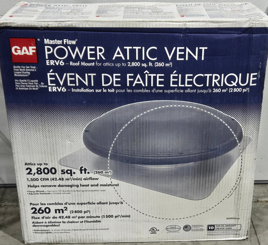 Master Flow 1500 CFM Power Roof Mount Attic Fan ERV6SMWW Weathered Wood Shingle Match - resaled - Master Flow - 050206035979