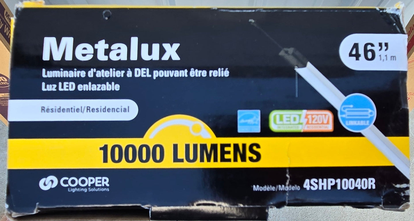 Metalux Lot of 2x LED Shop Light 46 in 128 - Watt Equivalent 10000 Lumens SHP Garage Integrated White 4000K CCT - resaled - Metalux - 080083250103