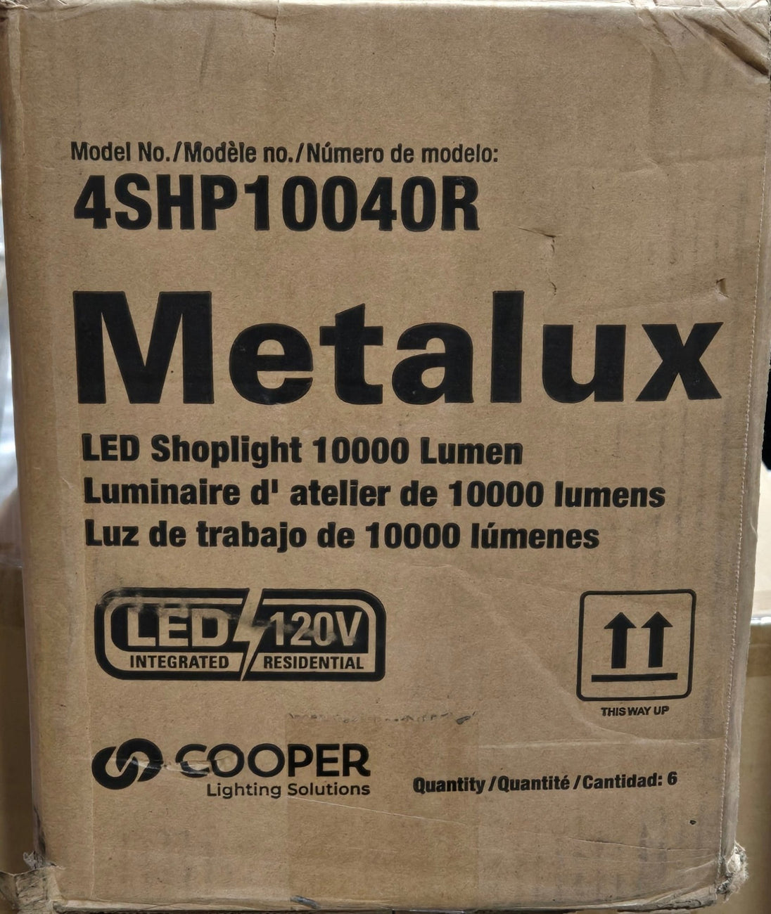 Metalux Lot of 6x SHP LED Shop Light 46 in. 128 - Watt Equivalent 10000 Lumens Garage Integrated White 4000K CCT - resaled - Metalux - 080083250103