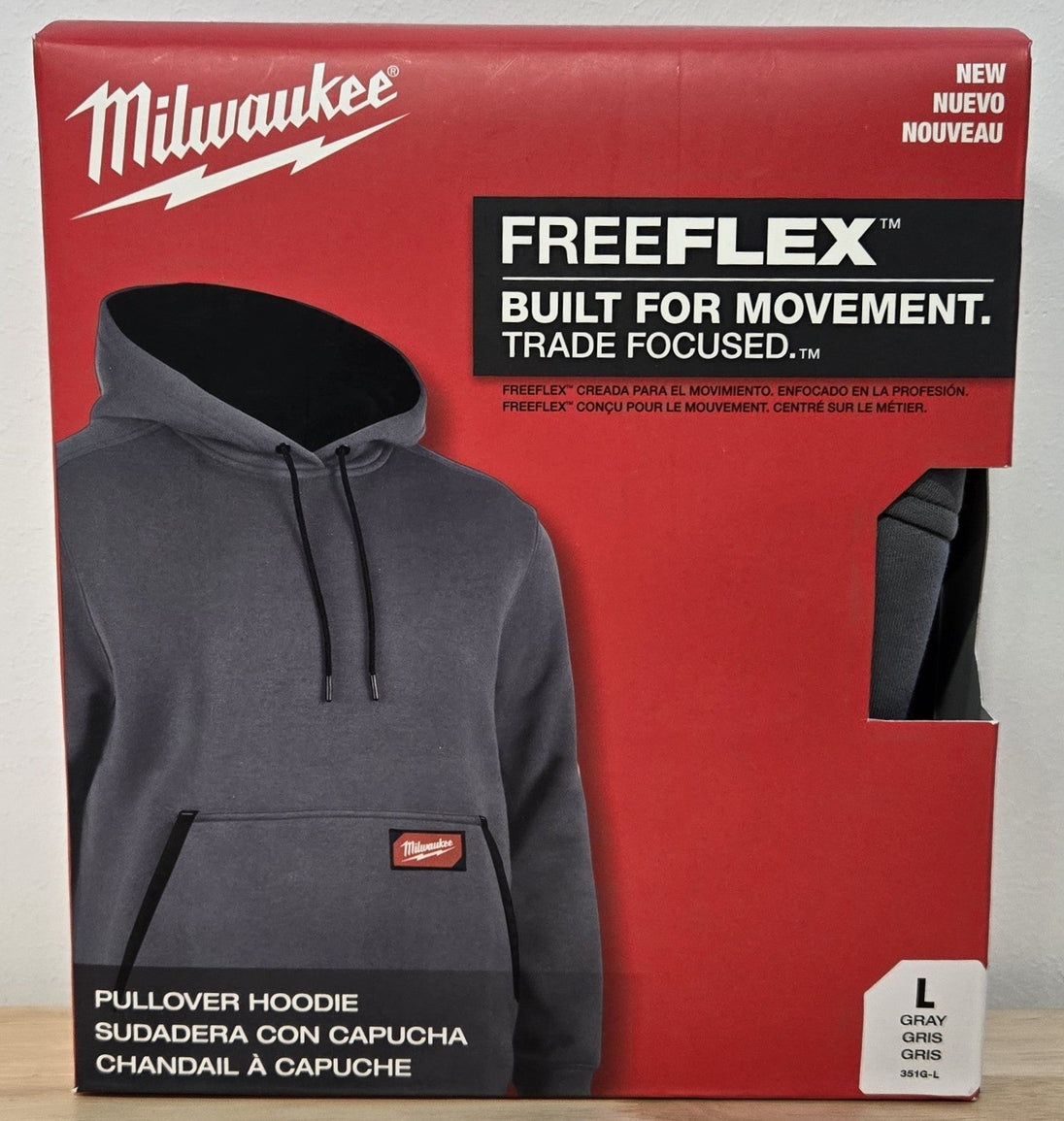 Milwaukee Men's L Large Gray Midweight Cotton/Polyester Long - Sleeve Pullover Hoodie - resaled - Milwaukee - 045242763962