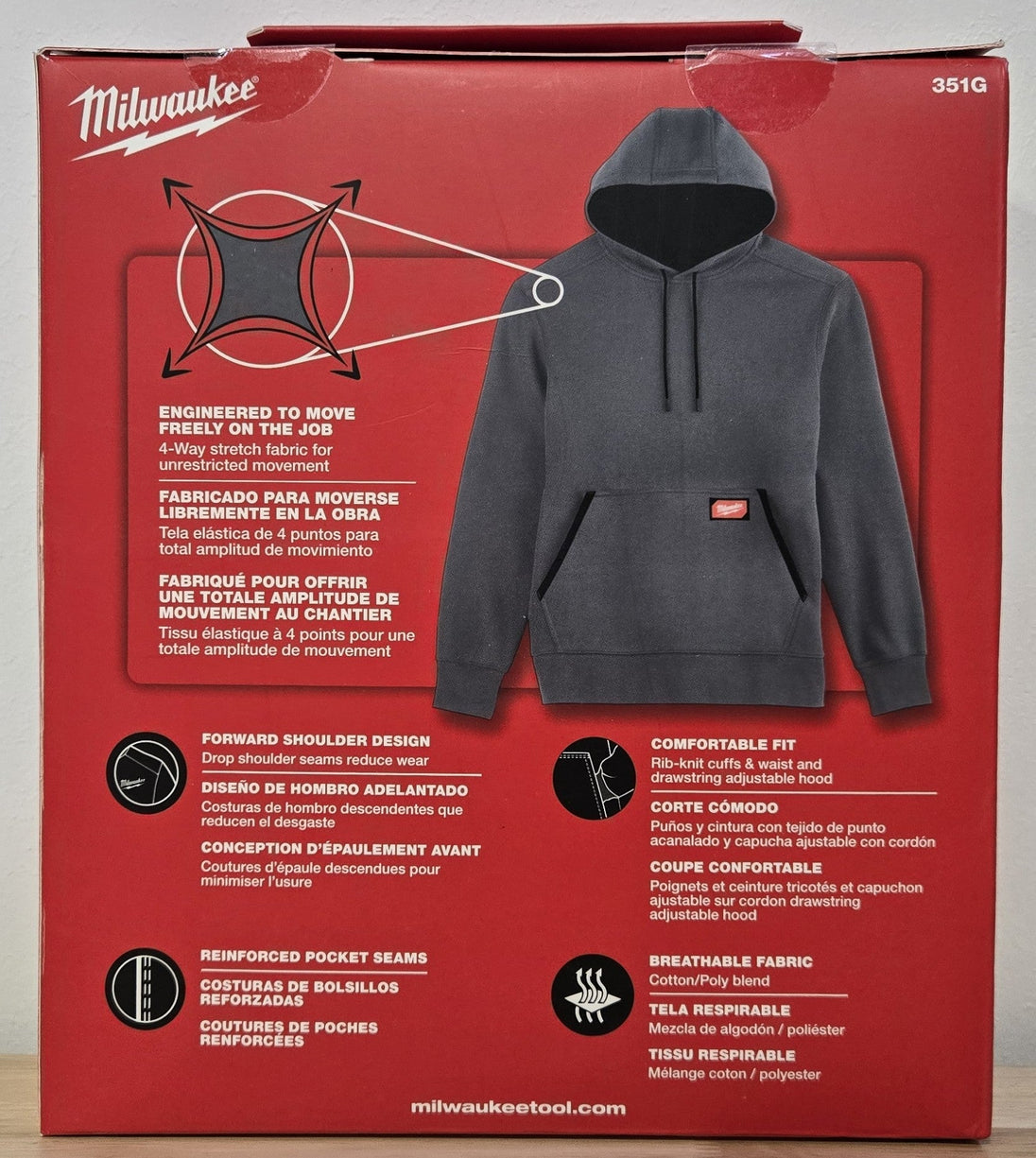 Milwaukee Men's L Large Gray Midweight Cotton/Polyester Long - Sleeve Pullover Hoodie - resaled - Milwaukee - 045242763962