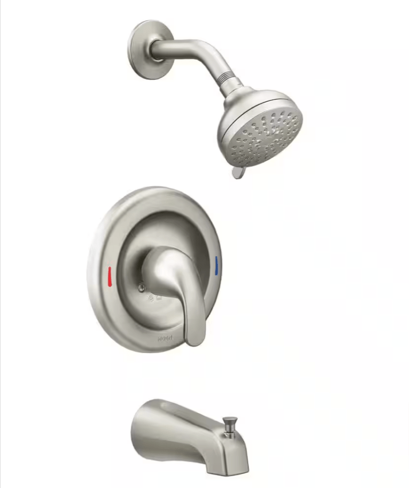 Moen 82613SRN Adler Tub and Shower Faucet Brushed Nickel (Valve Included) Single Handle 4 - Spray 1.8 GPM Spot Resist - resaled - Moen - 026508271735