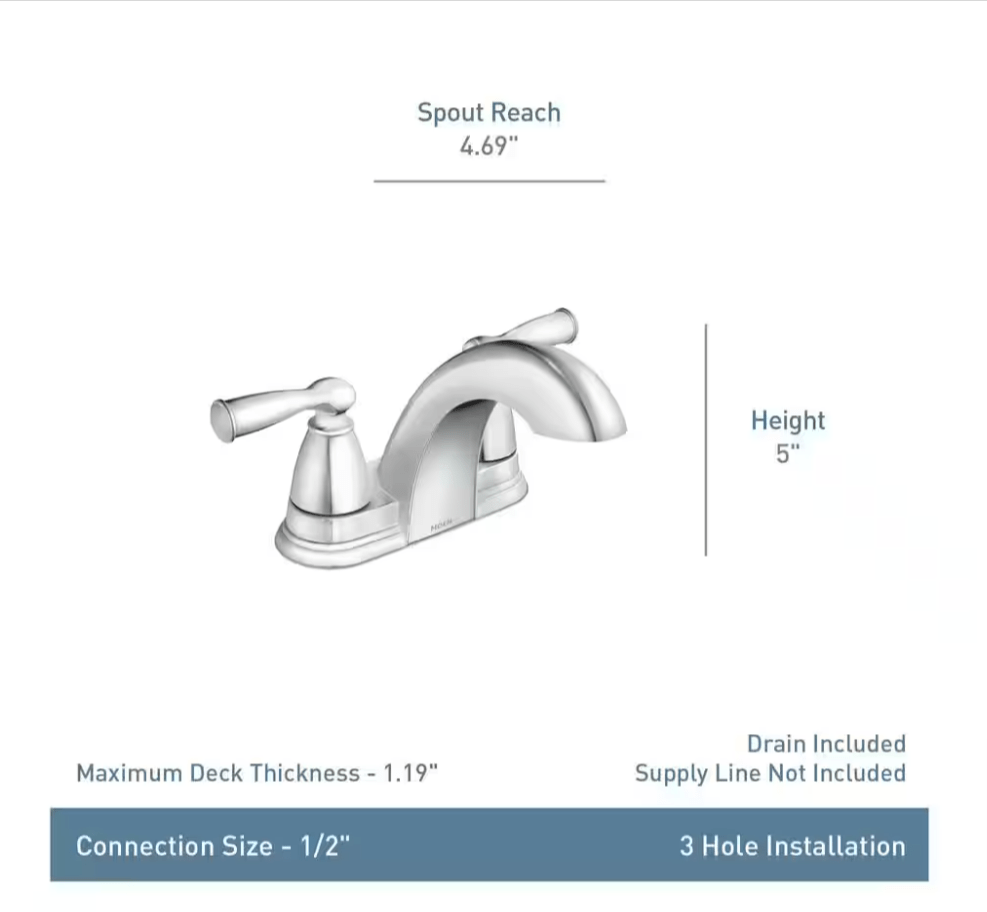 Moen Banbury 4 in. Centerset Bathroom Faucet Matte Black 84942BL Double Handle Low - Arc - resaled - Moen - 026508345665