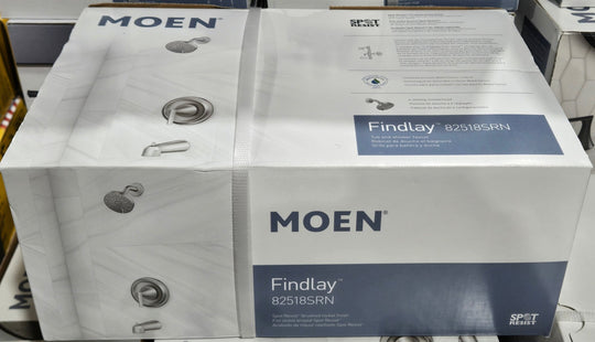 Moen Findlay Tub and Shower Faucet Brushed Nickel 82518SRN (Valve Included) Single - Handle 6 - Spray Spot Resist - resaled - Moen - 026508362433