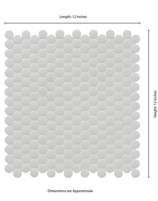 MSI Penny Round Bianco 12 in. x 13 in. x 6 mm Matte Porcelain Mesh-Mounted Mosaic Tile 14.4 sq. ft. case - resaled - Msi - 747583022950