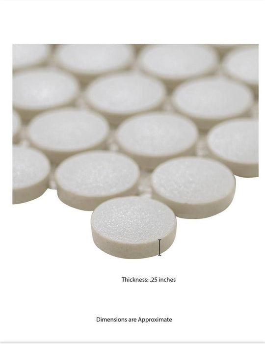 MSI Penny Round Bianco 12 in. x 13 in. x 6 mm Matte Porcelain Mesh-Mounted Mosaic Tile 14.4 sq. ft. case - resaled - Msi - 747583022950