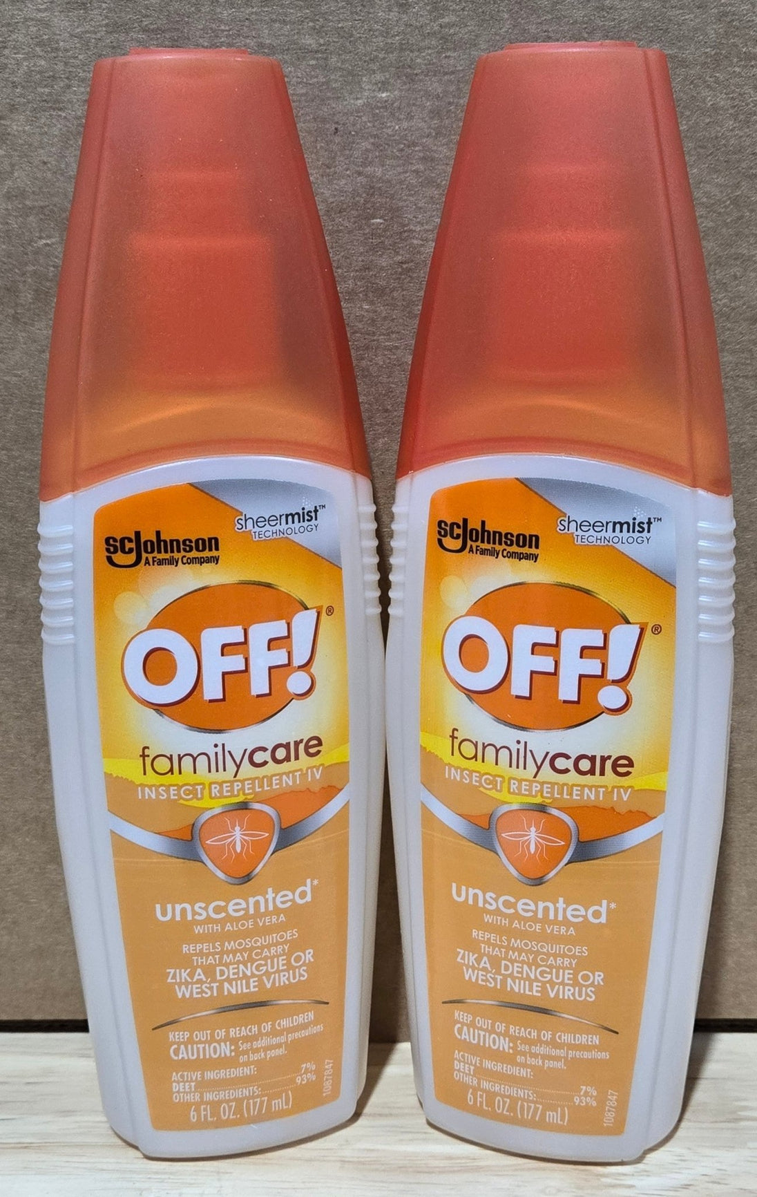 OFF! Lot of 2x FamilyCare Unscented Insect Repellent Bug spray Aloe - Vera 7% Deet 6 oz - resaled - OFF! - 046500018350