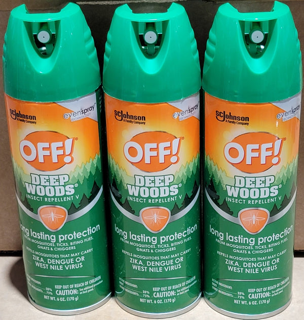 OFF! Lot of 3x Deep Woods Insect Repellent V Aerosol Bug Spray 6 oz Protection from Mosquitoes - resaled - OFF! - 046500018428