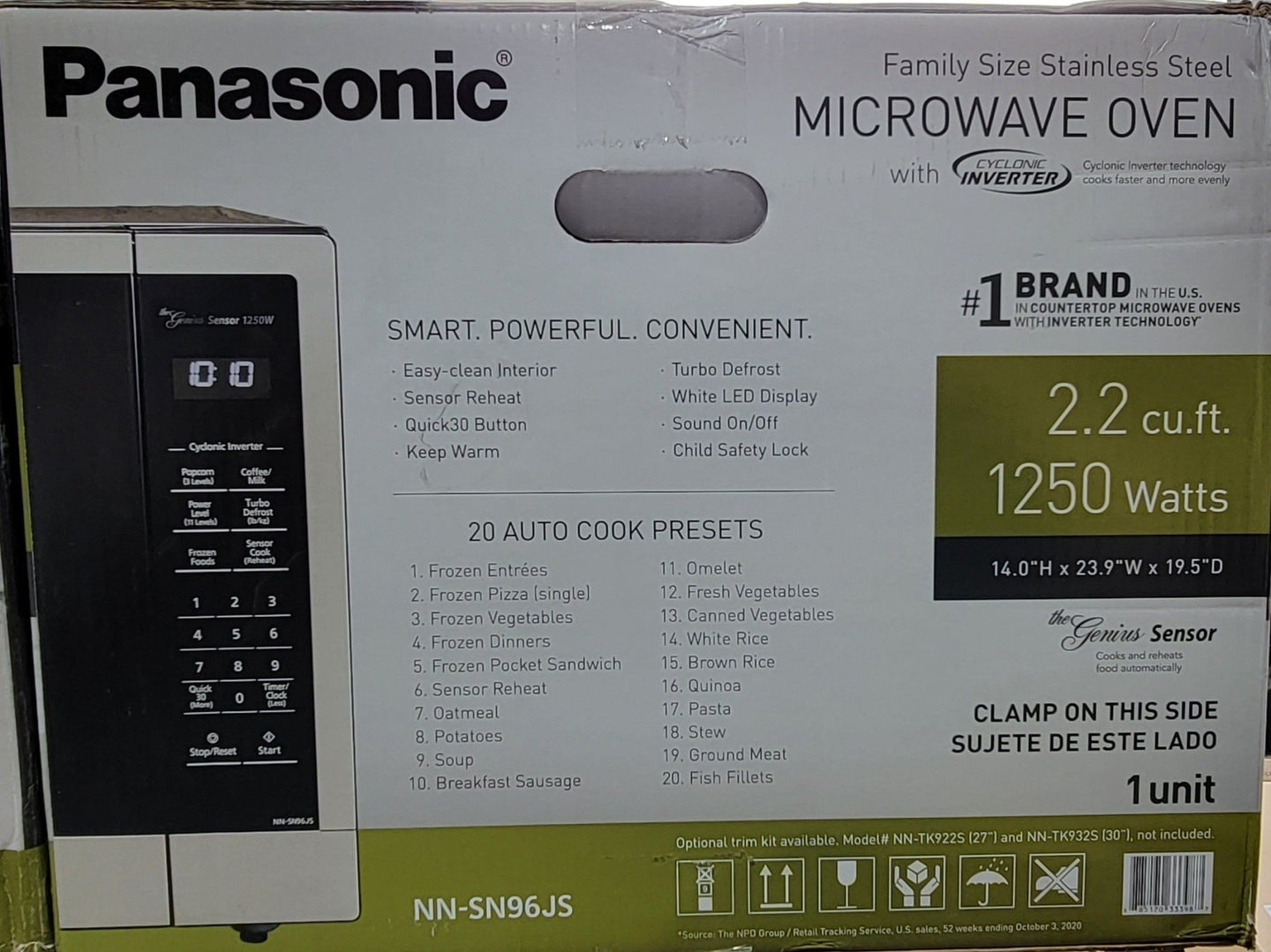 Panasonic Microwave Oven 2.2 cu ft 1250 Watts NN-SN96JS Stainless Steel Countertop - resaled - Panasonic - 885170333987