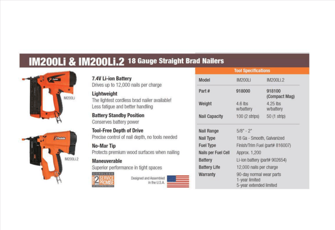 Paslode Cordless 18 - Gauge Lithium - Ion Brad Nailer 918100 1.5 Ah Battery Charger Kit - resaled - Paslode - 759501115149