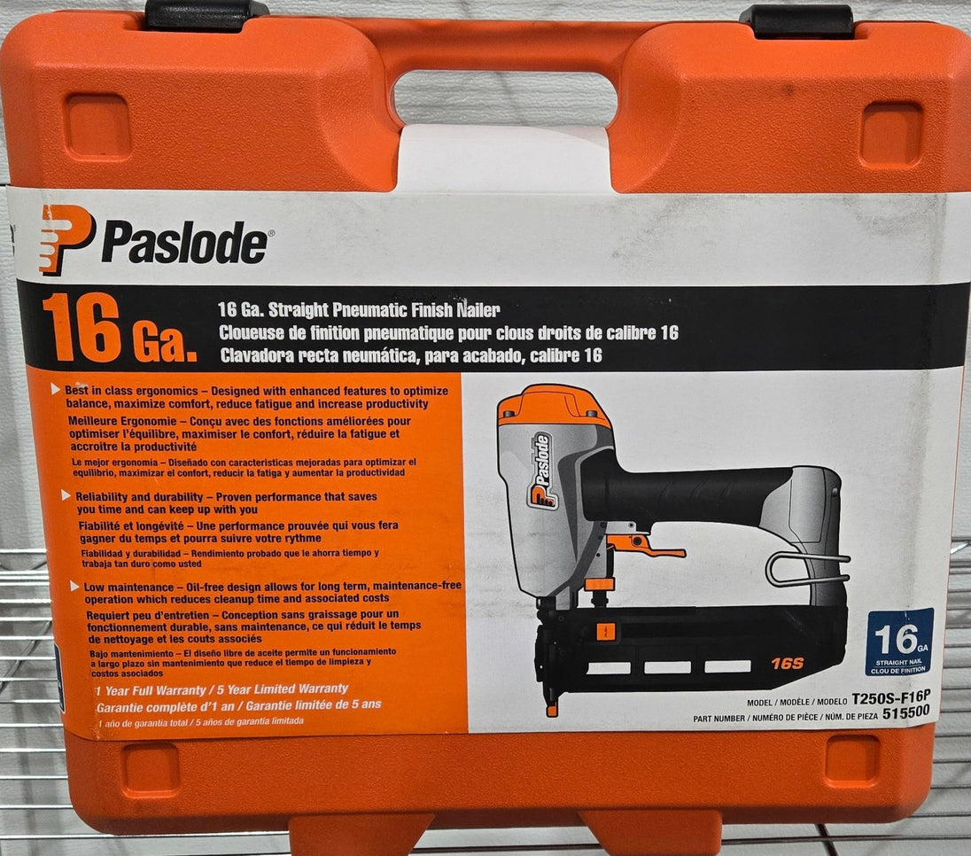 Paslode Pneumatic 16 - Gauge Straight Finish Nailer 515500 Tool Kit 16ga - resaled - Paslode - 759501115163